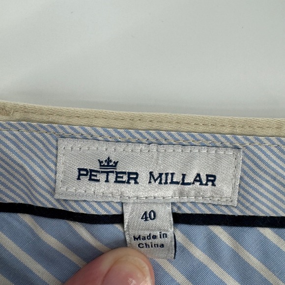 Peter Millar Mens Khaki Chinos Pants Size 40 Flat Front Casual Dress Cotton - Picture 4 of 4